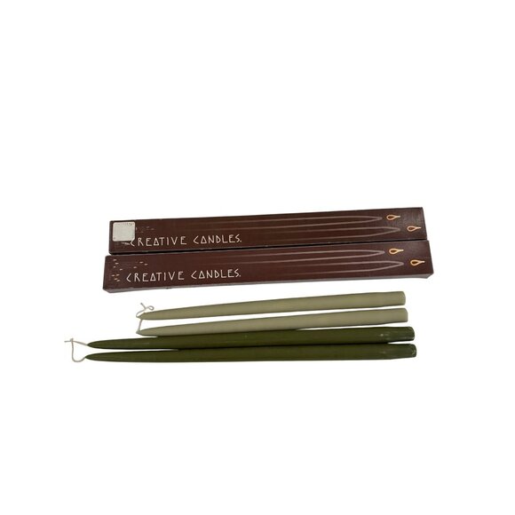 Creative Candles Taper 18x7/8 Desert Olive & Moss Green Made In USA - Picture 1 of 5